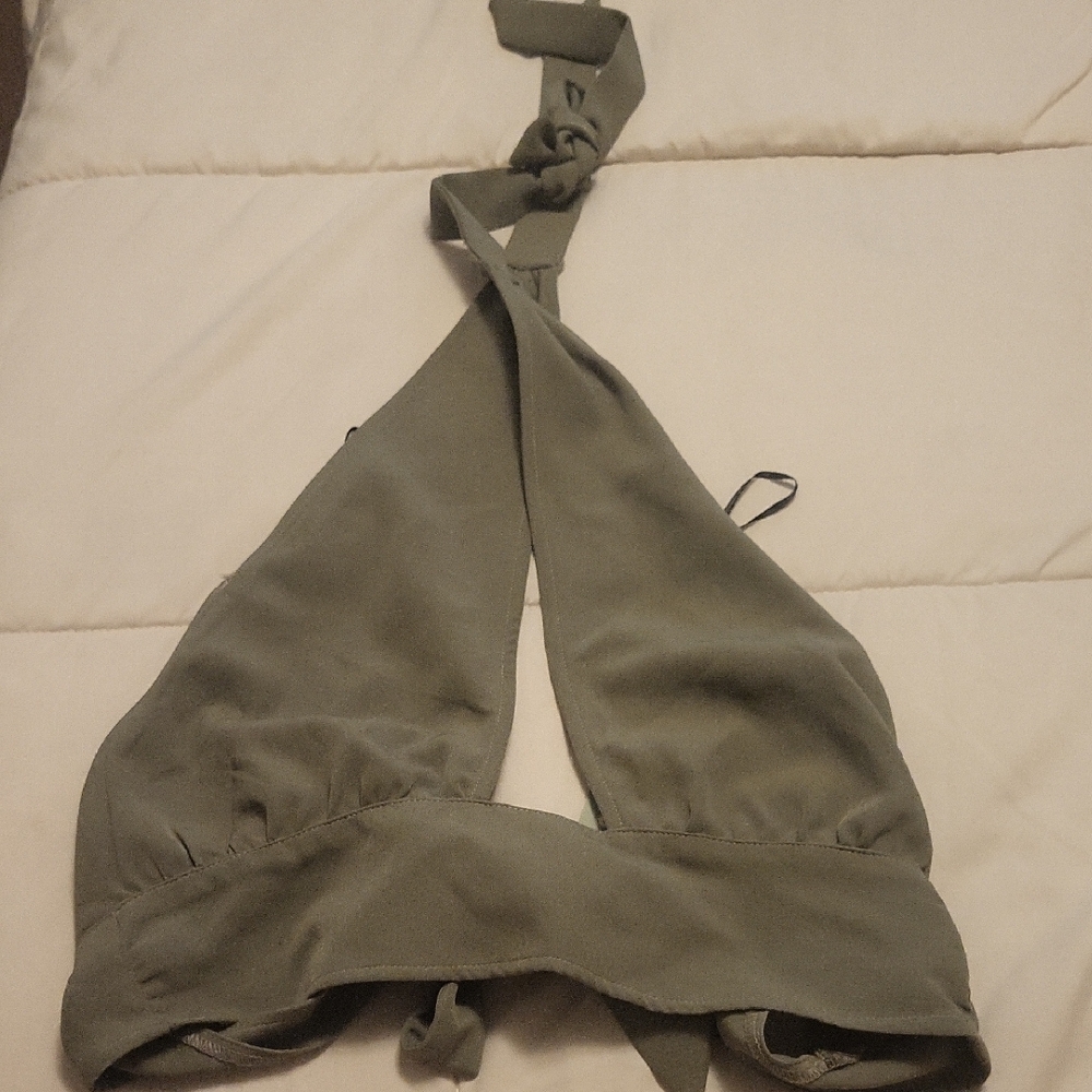Olive Green Halter Bikini Top
